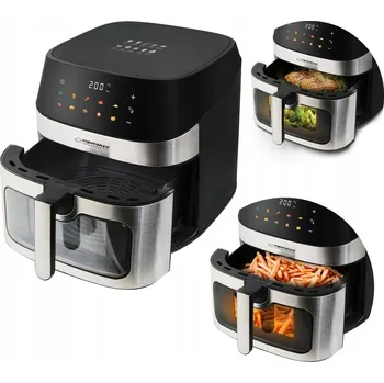 fritéza FRITÉZA HORKOVZDUŠNÁ BEZ OLEJE AIRFRYER 8L 1600W VELKÁ ČERNÁ VÝKONNÁ 8 REŽIMŮ