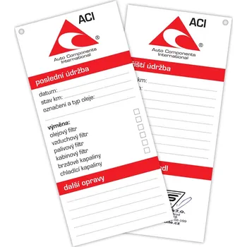 kartička "Servis výměna oleje" + drátek, velikost 50x110 mm (sada 20 ks), X OLEJ 1