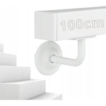 Madlo do koupelny Schodišťové madlo BÍLÉ nástěnné ČTVERCOVÉ Ocel zábradlí na schody 100 cm