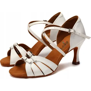 Dámská obuv Lelka taneční boty na latino D28 - BÍLÉ - 7,5 cm velikost 42