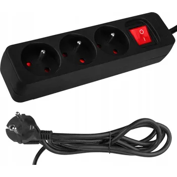 Napájecí kabel NEO PRODLUŽOVACÍ KABEL LIŠTOVÝ 1.5M, 3X1.5MM2, 3G, ČERNÝ, ON/OFF 90-182