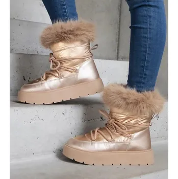 Dámská zimní obuv Sněhule Solea béžové s teplením a gumovou podrážkou, 39 i240_204798_2:39