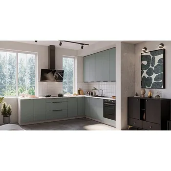 Kuchyňská linka Stolarz Lempert Rohová kuchyňská linka Aria 275 Barva korpusu skříněk: Bílá, Zvolte barvu dvířek: černá