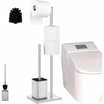 STOJAN, DRŽÁK NA TOALETNÍ PAPÍR A WC ŠTĚTKU NEREZOVÁ OCEL