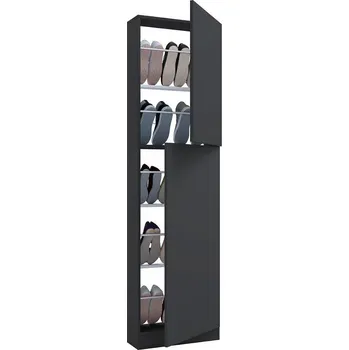 Botník Vcm Botník Fulisa XL s dřevěnými dvířky, antracit