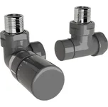 Zehnder Ventil Zehnder úhlový rohový, rohové šroubení pro zpátečku 1/2", s termostatickou hlavicí Design Line, Set I, RAL 0346 anthracite, Z-839729-0346 Z-839729-0346