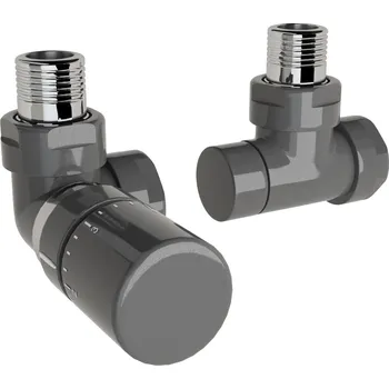 Ventil Zehnder Ventil Zehnder úhlový rohový, rohové šroubení pro zpátečku 1/2", s termostatickou hlavicí Design Line, Set I, RAL 0346 anthracite, Z-839729-0346 Z-839729-0346