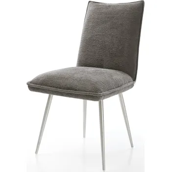 Jídelní židle DELIFE Jídelní židle Lelio-Flex bouclé měkký tmavě béžová 4-nohá zúžená nerezová ocel taštičkové pružiny