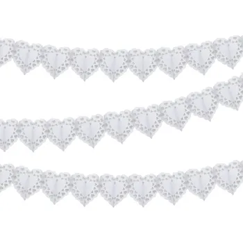 Vánoční dekorace Věnec Bílá srdce, papír, 3 m