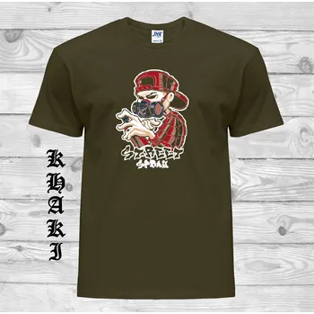 Pánské oblečení levne-bavlnene-vtipne-tricko-potisk-sprejer-graffiti Barva: Khaki, velikost: S