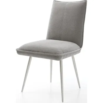 Jídelní židle DELIFE Jídelní židle Lelio-Flex strukturovaná látka Měkký šedá 4-nohá zúžená nerezová ocel taštičkové pružiny