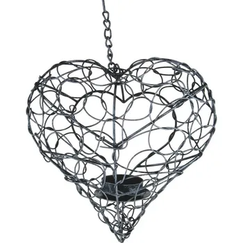 Svícen Kovové srdce na čajovou svíčku 19 cm (Kovové srdce)