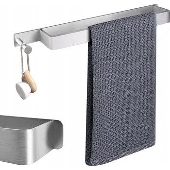 Věšák DRŽÁK NA RUČNÍKY SAMOLEPICÍ HLINÍKOVÝ DO KOUPELNY - BEZ VRTÁNÍ