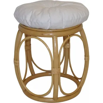 Nábytek Axin Trading s.r.o. Ratanová taburetka široká medová polstr bílý