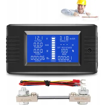 PANELOVÝ AMPÉRMETR VOLTMETR 100A 260V MĚŘIČ NAPĚTÍ A PROUDU DC LCD