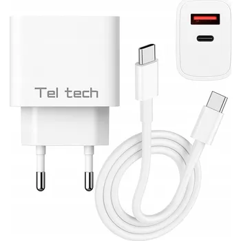 Síťová nabíječka Teltech USB Typ-C 25W + kabel Typ-C - Typ C bílá