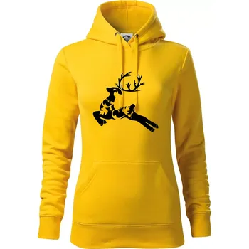 Dámská mikina Laň z listů - Mikina dámská Cape s kapucí - L ( Žlutá )