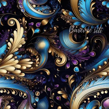 Úplet, Fialovomodré paisley se zlatou (E) (Top kvalitní úplet Bella digitisk)