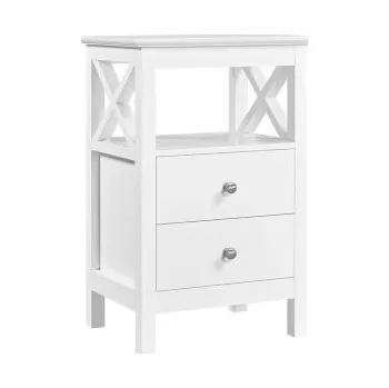Noční stolek Noční stolek 592463 white se 2 zásuvkami, 40x30x60 cm, bílý - A YAHEETECH
