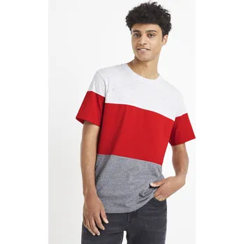 Pánské oblečení Celio Pruhované tričko Vetri 1099228 Červená S