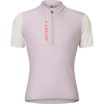 cyklistický dres SCOTT Cyklistický dres s krátkým rukávem - JUNIOR - bílá/růžová 152 cm