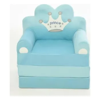 Křeslo HafoToys Plyšové křeslo 2v1 Princess modré 120 cm