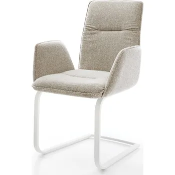 Jídelní židle DELIFE Jídelní židle Vinja-Flex látka Měkký béžová jídelní židle plochá bílá
