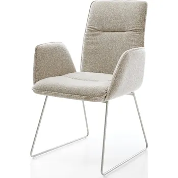 Jídelní židle DELIFE Jídelní židle Vinja-Flex tkanina Měkký béžová tenká podnož nerezová ocel
