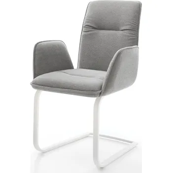 Jídelní židle DELIFE Jídelní židle Vinja-Flex tkanina Měkký šedá jídelní židle plochá bílá