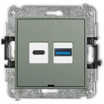 Elektrická zásuvka USB zásuvka do zdi Karlik zelená