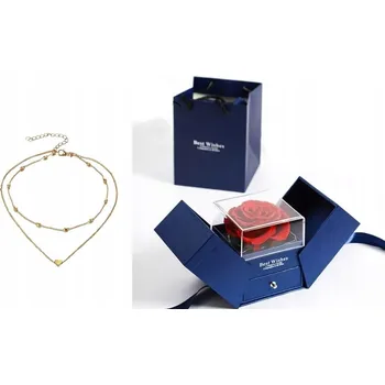 umělá květina STABILIZOVANÁ RŮŽE VE SKLE Konzervovaná pravá růže s náhrdelníkem MILUJI TĚ