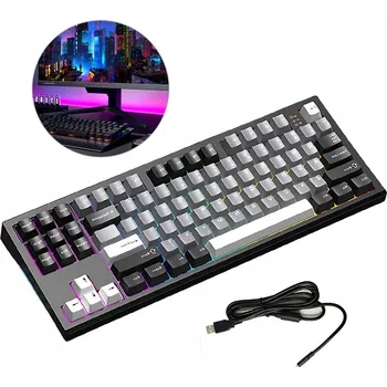 Klávesnice KLAWIATURA MECHANICZNA S87 PRO PODSVÍCENÁ ČERNÁ 2.4G USB BT LED HERNÍ