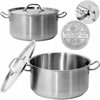 Hrnec YATO GASTRO HRNEC NÍZKÝ S POKLICÍ NEREZOVÁ OCEL 36X18CM 18,3L YG-00044