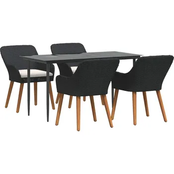 Zahradní jídelní souprava s polštářem 5 pcs Černá polyratan Černá3261665