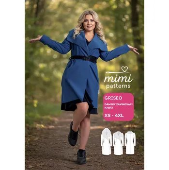 Dámský kabát Dámský střih v el. formátu, Kabát zavinovací, Griseo - XXL (A0) profi tisk