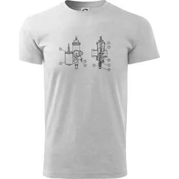 Pánské tričko Karburátor Jikov 2926 - Triko extra velké (5-8XL) - 7XL ( Světlešedý Melír )