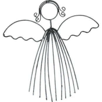 Vánoční dekorace Andílek z drátů stříbrný - závěs 21 cm (Anděl závěsný)