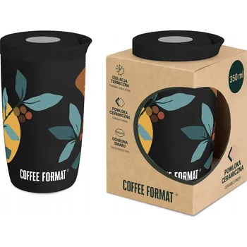 Termohrnek Coffee Format Termohrnek, Černý s rostlinným motivem 350 ml
