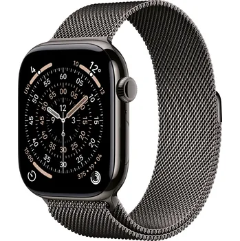 Chytré hodinky Apple Watch Series 11 GPS + Cellular 42mm Břidlicově šedý titan s břidlicově šedým milánským tahem MF8U4MP/A