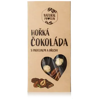 Čokoláda čokoláda NaturalProtein hořká s proteinem a ořechy 100g