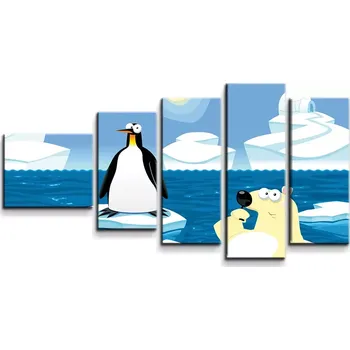 Obraz Sablio Obraz - 5-dílný Lední zvířátka - 100x60 cm