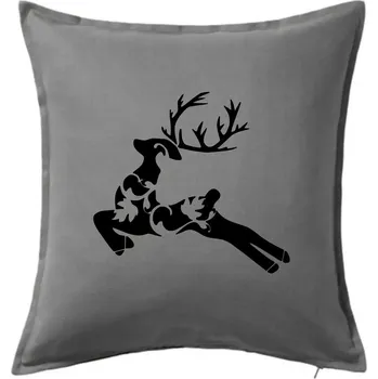 Polštář Laň z listů - Polštář 50x50 - 50x50 - Pouze potah ( Tmavě šedý melír )