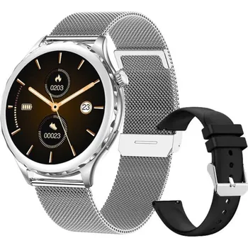 Chytré hodinky Dámské chytré hodinky Rubicon RNCF02-1 Silver + Black Silicone Strap NEPLATÍ