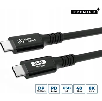 Datový kabel Kabel USB-C MicroConnect Premium USB4 Gen 3x2 0.5 m 40Gbps, 240 W, USB4CC05-2
