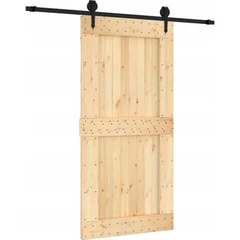 Interiérové dveře Posuvné dveře z masivního borovicového dřeva, černé, 100 x 3,6/5,4 x 210 cm