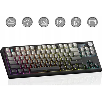 Klávesnice MECHANICKÁ KLÁVESNICE FENGLING, ŠEDÉ SPÍNAČE, KABELOVÁ / BLUETOOTH / 2,4 GHZ