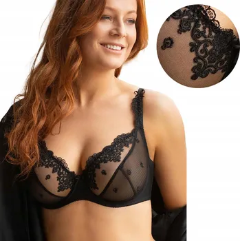 Podprsenka Podprsenka měkká, krajková, černá, dámská podprsenka průhledný Kleo 80F