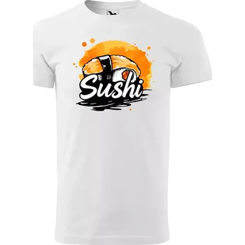 Sablio Tričko s potiskem Sushi - bílé 5XL