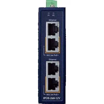Switch Planet Průmyslový 2-portový 10/100/1000T 802.3at PoE+ Injektor s zesilovačem