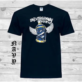 Pánské tričko levne-bavlnene-vtipne-tricko-potisk-sprej-graffiti Barva: Navy - tmavě modrá, velikost: XXL